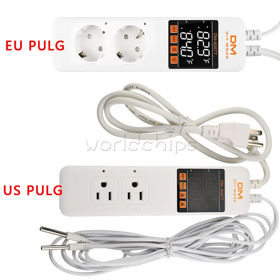 DM-808TT AC 85-250V 10A Digital thermostat Controller Power Socket EU+US Pulg - Image 1 of 4