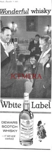 Dewars 'WHITE LABEL' Scotch Whisky Drinks ADVERT Vintage 1960 Print Ad 692/90 - Picture 1 of 1