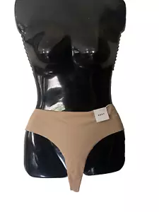 DKNY Nude Tan Sissy Thong Panty Microfiber Underwear Plus Size 9/2X NWTS - Picture 1 of 3