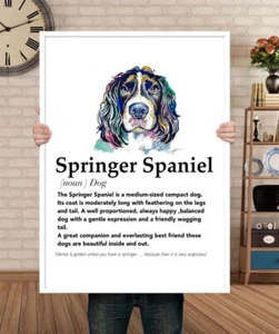 Springer Spaniel Definition Print Funny Dog Wall Art for Pet Lovers Home - Picture 1 of 5