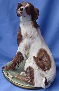 ENGLISH SPRINGER BRITTANY SPANIEL ARMANI ITALY hunting dog 9" figurine mark 1982