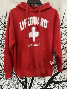 Lifeguard Hoodie Hollywood Beach FL Red Pullover Sweatshirt Official Medium - Picture 1 of 5