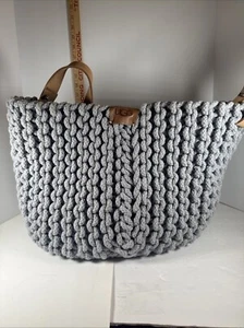 Stunning And Sturdy Ugg Tulum Gray Woven Basket  Home Decor EUC - Picture 1 of 9