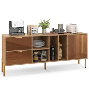 Mirrored Buffet Cabinet Rustic Kitchen Sideboard Storage Cabinet Console Table - Picture 1 of 10