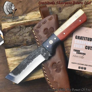 Ashen Edge Hot Item AUS-10 Steel Tanto Knife Bone and Wood Wooden Bolster - Picture 1 of 6