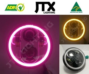JTX, 1pr. LED Headlights, 5 3/4", Pink Halo, Flashes Amber - Picture 1 of 10