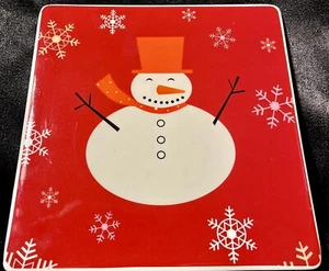 Vintage Ceramic Spoon Rest Boston Warehouse Snowman -  7” X 7” Decorative Tile - Picture 1 of 3