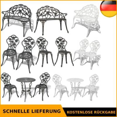 3tlg Bistroset Gartenmöbel Eisen 1 Tisch 2 Stühle Sitzgruppe Balkon Antikstil DE - Bild 1 von 4