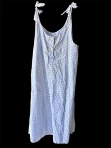 Vtg Handmade Blue Ditsy Floral Cottagecore Calico Cotton Midi Granny Nightgown L - Picture 1 of 7