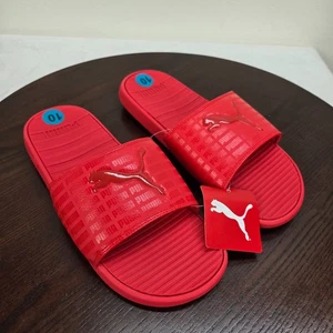Puma Cool Cat Echo Shine Slides Herren 10 rot Slipper Freizeit offene Zehenpartie Schuhe neu mit Etikett - Bild 1 von 14