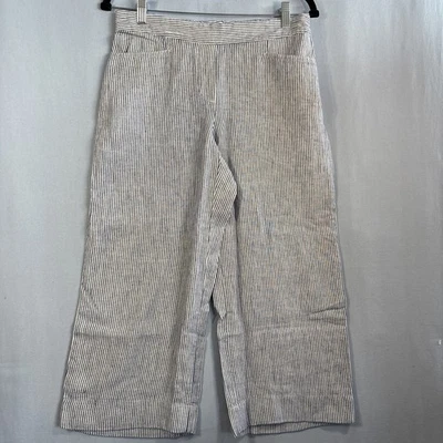 J.Jill Love Linen Pants Womens SP Petite Blue White Striped Crop Capri Lagenlook - Image 1 of 4