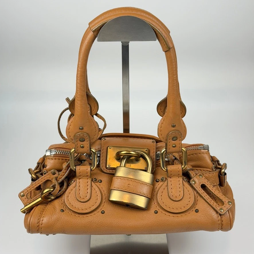 Auth Chloe Mini Paddington Handbag Bag Camel Leather Padlock Brown j62 - Image 1 of 4