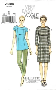 Vogue Designer Sewing Pattern Misses Top, Dress & Pants Princess Seams Easy Sew - Picture 1 of 2