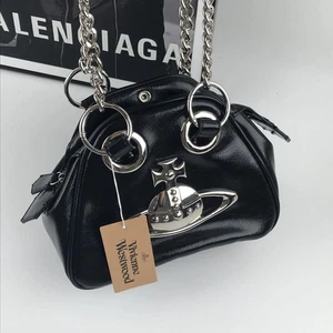 Bolso de Hombro Vivienne Westwood Orb Cadena Negro Outlet Nuevo JAPÓN  - Imagen 1 de 12