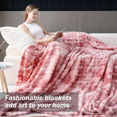 Manta de lujo de piel de conejo sintética 260 g suave de doble cara de visón Foto 1 de 4