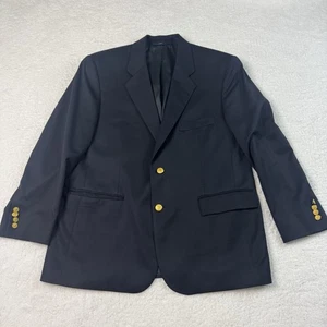Brooks Brothers 346 Navy Blue Blazer Gold Buttons 100% Wool Men Size 44s - Picture 1 of 9