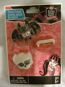 Gomas de borrar rompecabezas coleccionables Monster High murciélago, calavera y labios **Nuevo en paquete** - Imagen 1 de 1