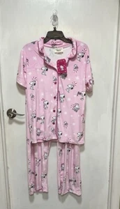 NWT MUNKI MUNKI SIZE XL PINK SNOOPY CHRISTMAS PAJAMAS CANDY CANES & PEPPERMINTS - Picture 1 of 9