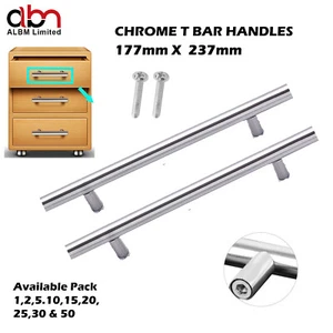 T Bar Chrome Kitchen Cupboard Cabinet Drawer Door Handles 177mm X 237mm - Picture 1 of 12