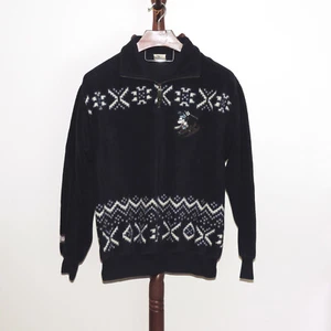 The Disney Store Fleece Pullover Top Size M Skiing Mickey Mouse 1/4 Zip Blue - Picture 1 of 6