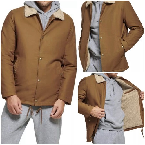 Giacca Coach Calvin Klein Uomo Foderata Sherpa Marrone Foderata Cognac Taglia M Nuova con etichette $195
