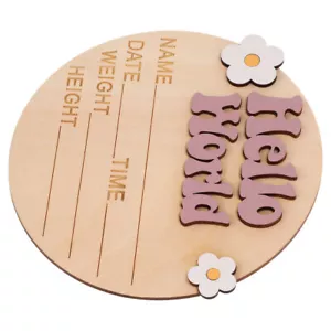 Baby Birth Announcement Sign Wooden Round Newborn Name Sign Photo Prop - Picture 1 of 12