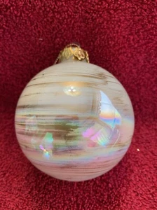 Vintage Blown Glass White Iridescent Christmas Tree Ornament 3” - Picture 1 of 5