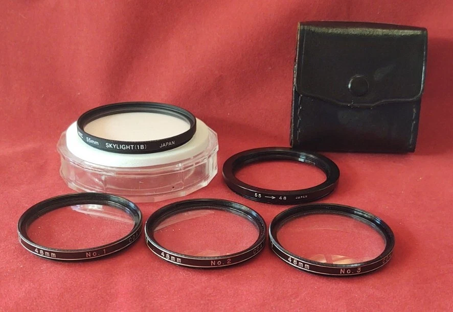 HOYA 55MM SKYLIGHT 1B, Vivitar Coated 48mm 1 2 & 3 Lens & a55 to 48 Adapter Lens - Image 1 of 4