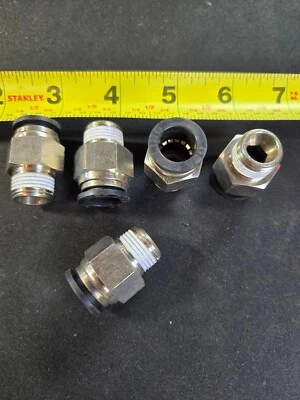 (5) USA IND Push In Fitting ZUSATFPTC46 Male Straight 1/2" Tube ODX 3/8"NPT $13 - Image 1 of 2