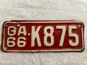 Vintage 1966 Georgia Motorcycle License Plate - Picture 1 of 4