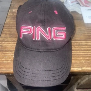 Ping Adjustable Baseball Hat Black And Pink 100% Cotton - Picture 1 of 2