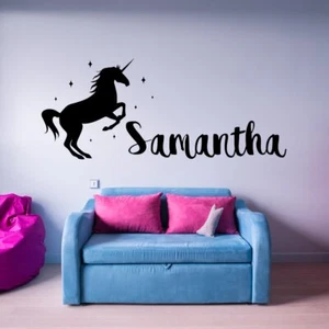 Calcomanía de pared personalizada nombre personalizado unicornio decoración de pared para bebé VWAQ - CS8 - Imagen 1 de 56
