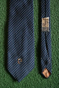 Vintage PIERRE CARDIN Blue & Gold Polka Dot 57" Necktie - Made in USA - Picture 1 of 5