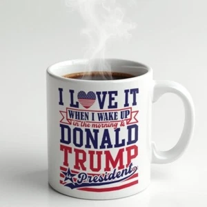 Donald Trump Coffee Mug - 11oz Ceramic Cup I Love It When I Wake Up and Donald - Picture 1 of 1