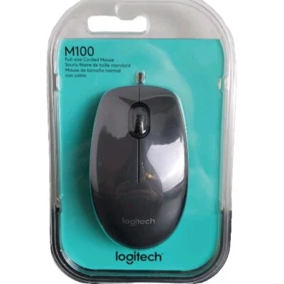 Logitech M100 Corded Mouse Full Size BRAND NEW Works With Windows MAC Chromebook - Image 1 of 4