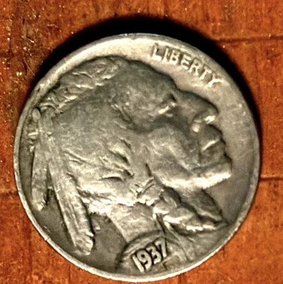 1937-D Buffalo Nickel/ETIQUETADO-Elección AU fecha clave error como nuevo Foto 1 de 2