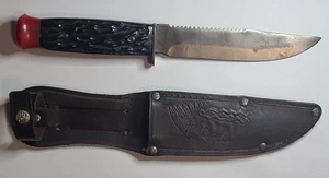 Solingen DBGM Knife And Native Print Leather Sheath Made in Germany - Picture 1 of 19