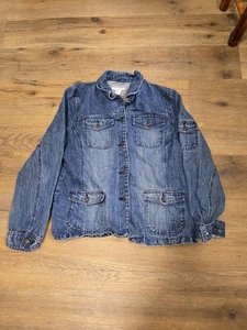 Crazy Horse Womens Jean Jacket Size XL Blue Denim Button Western Country Trucker - Picture 1 of 3