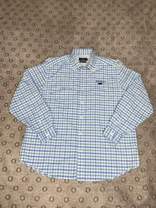 Vineyard Vines Performance Harbor Shirt Size XL Blue Green WT Plaid Fishing Vent - Picture 1 of 16