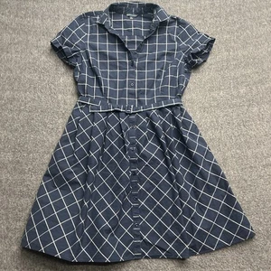 Brooks Brothers kariertes Kleid Größe 14 Old Money Preppy Karriere Gürtel blauer Kragen - Bild 1 von 10