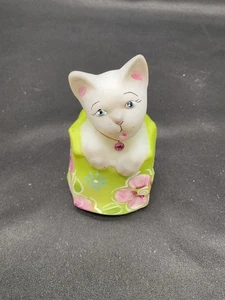 Fenton Satan Cat In A Bag S Miller Signed Oct Birthday Pink Crystal - Picture 1 of 7