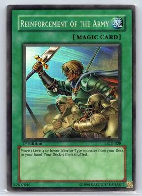 Yugioh Reinforcement Of The Army 1st Edition LOD-028 Super Rare Foil MP - Image 1 of 2