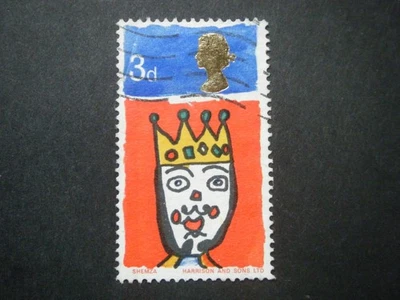 GB QEII 1966 Navidad 3d fósforo multicolor falta 'T' SG713 piezas FU Foto 1 de 2