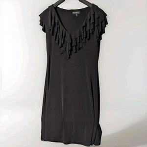 ENFOCUS STUDIO Black Maxi Dress Size 12 Sleeveless Ruffled Front Collarless - Picture 1 of 4