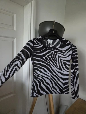 Dolce & Gabbana D&G Sheer Mesh Top Baby Tee Y2K Vtg 1999 Animal Zebra Print XL - Image 1 of 4
