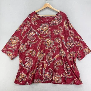 Catherines T-Shirt Damen 3X rot Paisley fließend bequem U-Ausschnitt - Bild 1 von 8