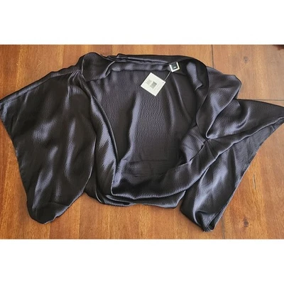 NWT Echo Design Black Textured 100% Silk Drape Front Shawl Wrap Scarf - Image 1 of 4