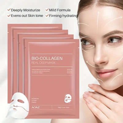 4 pack Bio Collagen Real Deep Mask Hydrating And Firming 34g DAMAGED BOX - Image 1 of 4