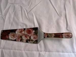 Hand Painted Ceramic Floral Pie/Cake Server Fragrance Collection Pink Rose Rare - Picture 1 of 5