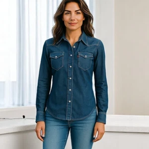 Camicia Levis Western Denim donna piccola perla snap rodeo cowgirl vestibilità sartoriale - Foto 1 di 23